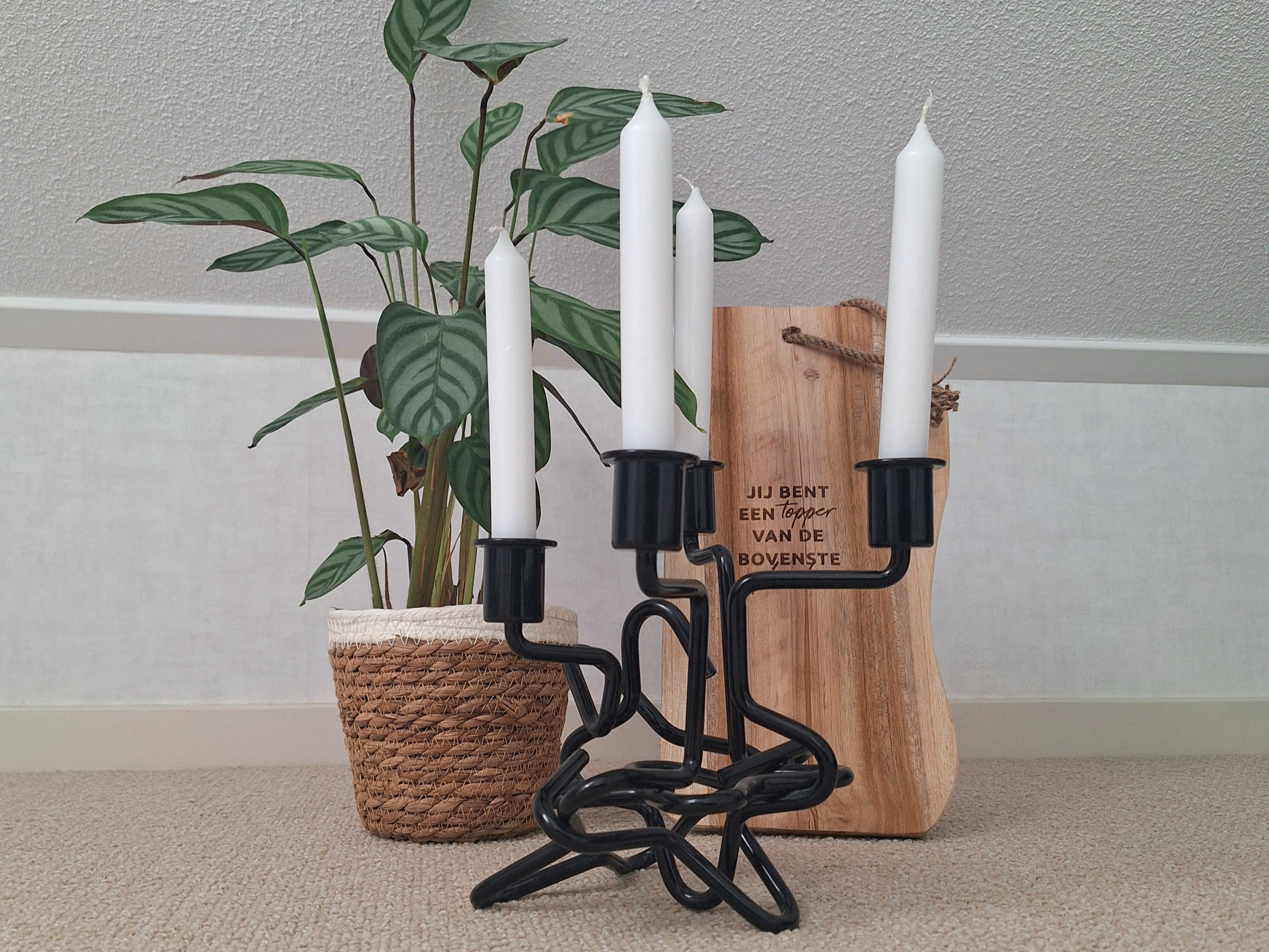 zwart stalen kandelaar gordiaanse knoop